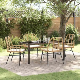 Conjunto de Comedor de Jardín 5 pcs Marrón ratán sintético en Sillas de jardín | Comprar online en Foru.es