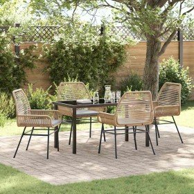 Conjunto de Comedor de Jardín 5 pcs Marrón ratán sintético en Sillas de jardín | Comprar online en Foru.es