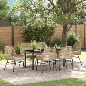Conjunto de Comedor de Jardín 7 pcs Marrón ratán sintético en Sillas de jardín | Comprar online en Foru.es