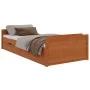 Bed frame with drawers solid brown pine wood 90x200 cm by vidaXL, Beds and slatted bases - Ref: Foro24-322161, Price: 216,60 ...