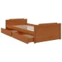 Bed frame with drawers solid brown pine wood 90x200 cm by vidaXL, Beds and slatted bases - Ref: Foro24-322161, Price: 216,60 ...