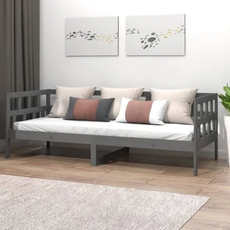 Sofá cama de madera maciza de pino gris 90x200 cm de vidaXL, Camas y somieres - Ref: Foro24-820209, Precio: 114,36 €, Descuen...