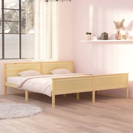 Estructura de cama madera maciza de pino 200x200 cm de vidaXL, Camas y somieres - Ref: Foro24-322180, Precio: 106,71 €, Descu...