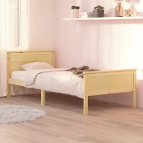 Estructura de cama madera maciza de pino 100x200 cm de vidaXL, Camas y somieres - Ref: Foro24-322175, Precio: 72,85 €, Descue...