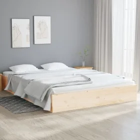 Estructura de cama de matrimonio madera maciza 135x190 cm de vidaXL, Camas y somieres - Ref: Foro24-820077, Precio: 100,97 €,...
