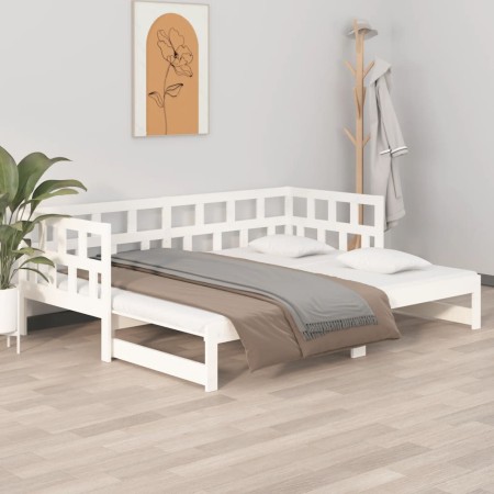 Sofá cama extraíble madera maciza de pino blanco 2x(90x200) cm de vidaXL, Camas y somieres - Ref: Foro24-820223, Precio: 245,...