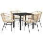 Conjunto de Comedor de Jardín 5 pcs Marrón ratán sintético en Sillas de jardín | Comprar online en Foru.es