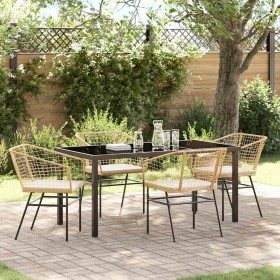 Conjunto de Comedor de Jardín 5 pcs Marrón ratán sintético en Sillas de jardín | Comprar online en Foru.es