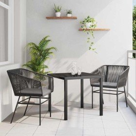 Conjunto de Comedor de Jardín con cojín 3 pcs Negro en Sillas de jardín | Comprar online en Foru.es