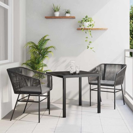 Conjunto de Comedor de Jardín con cojín 3 pcs Negro en Sillas de jardín | Comprar online en Foru.es