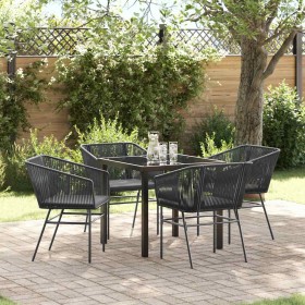 Conjunto de Comedor de Jardín 5 pcs Negro Poliratán en Sillas de jardín | Comprar online en Foru.es