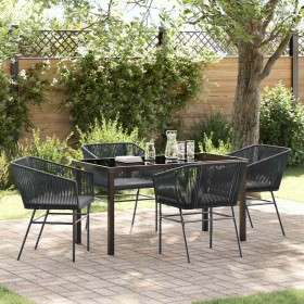 Conjunto de Comedor de Jardín con cojín 5 pcs Negro en Sillas de jardín | Comprar online en Foru.es