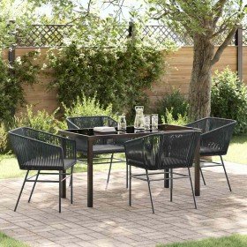 Conjunto de Comedor de Jardín con cojín 5 pcs Negro en Sillas de jardín | Comprar online en Foru.es