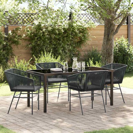 Conjunto de Comedor de Jardín con cojín 5 pcs Negro en Sillas de jardín | Comprar online en Foru.es