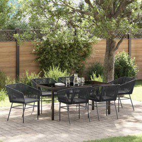 Conjunto de Comedor de Jardín con cojín 7 pcs Negro en Sillas de jardín | Comprar online en Foru.es