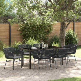 Conjunto de Comedor de Jardín con cojín 7 pcs Negro en Sillas de jardín | Comprar online en Foru.es