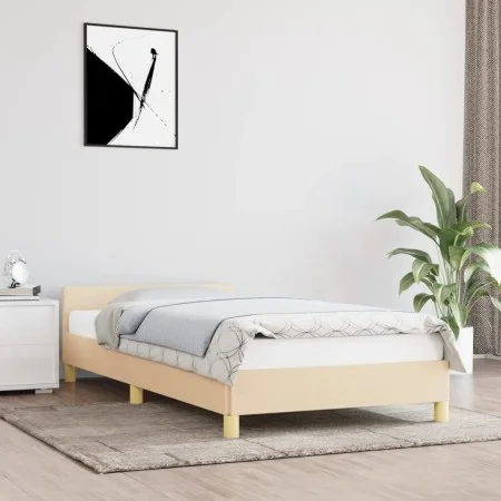 Estructura de cama con cabecero de tela color crema 80x200 cm de vidaXL, Camas y somieres - Ref: Foro24-347372, Precio: 95,07...