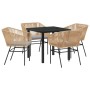 Conjunto de Comedor de Jardín 5 pcs Marrón Poliratán en Sillas de jardín | Comprar online en Foru.es
