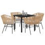Conjunto de Comedor de Jardín 5 pcs Marrón Poliratán en Sillas de jardín | Comprar online en Foru.es