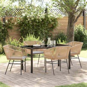 Conjunto de Comedor de Jardín 5 pcs Marrón Poliratán en Sillas de jardín | Comprar online en Foru.es
