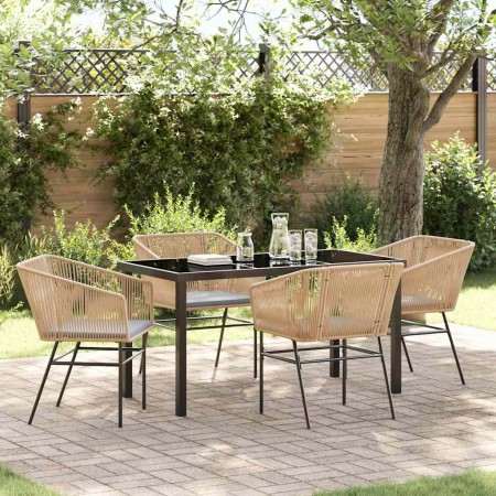Conjunto de Comedor de Jardín 5 pcs Marrón Poliratán en Sillas de jardín | Comprar online en Foru.es