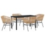 Conjunto de Comedor de Jardín 5 pcs Marrón Poliratán en Sillas de jardín | Comprar online en Foru.es