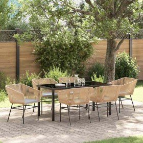 Conjunto de Comedor de Jardín con cojín 7 pcs Marrón en Sillas de jardín | Comprar online en Foru.es