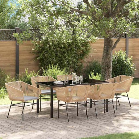 Conjunto de Comedor de Jardín con cojín 7 pcs Marrón en Sillas de jardín | Comprar online en Foru.es