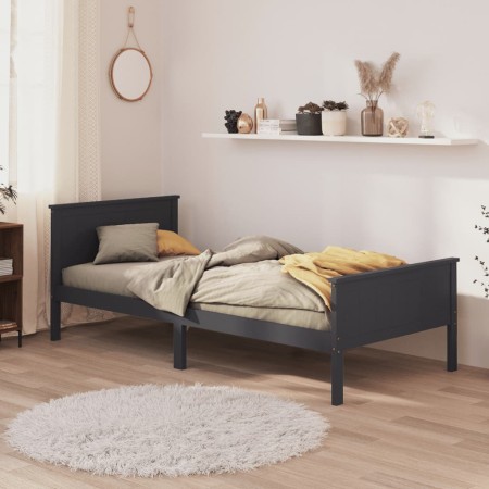 Estructura de cama madera maciza de pino gris 100x200 cm de vidaXL, Camas y somieres - Ref: Foro24-322203, Precio: 85,60 €, D...