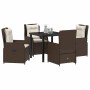 Conjunto de Comedor de Jardín 5 pcs Marrón ratán sintético en Sillas de jardín | Comprar online en Foru.es