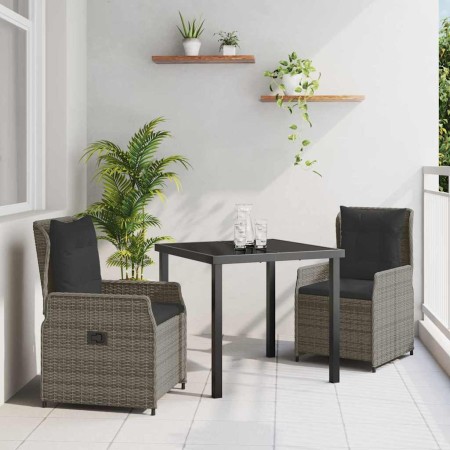 Conjunto de Comedor de Jardín 3 pcs Gris ratán sintético en Sillas de jardín | Comprar online en Foru.es