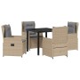 Conjunto de Comedor de Jardín 5 pcs Beige ratán sintético en Sillas de jardín | Comprar online en Foru.es