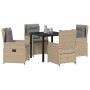 Conjunto de Comedor de Jardín 5 pcs Beige ratán sintético en Sillas de jardín | Comprar online en Foru.es