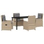 Conjunto de Comedor de Jardín 5 pcs Beige ratán sintético en Sillas de jardín | Comprar online en Foru.es