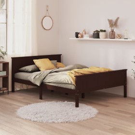 Estructura de cama madera maciza pino marrón oscuro 160x200 cm de vidaXL, Camas y somieres - Ref: Foro24-322199, Precio: 139,...