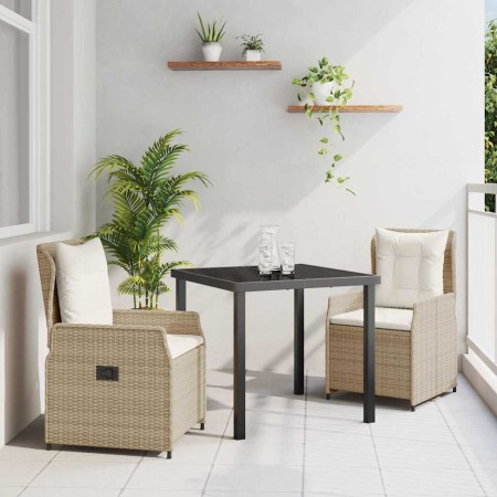 Conjunto de Comedor de Jardín 3 pcs Beige ratán sintético en Sillas de jardín | Comprar online en Foru.es