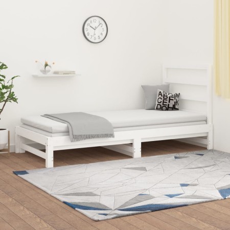 Sofá cama extraíble madera maciza de pino blanco 2x(90x200) cm de vidaXL, Camas y somieres - Ref: Foro24-3108303, Precio: 147...
