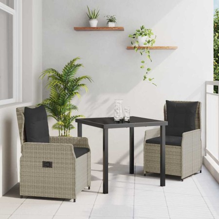 Conjunto de Comedor de Jardín 3 pcs Gris Claro ratán sintético en Sillas de jardín | Comprar online en Foru.es