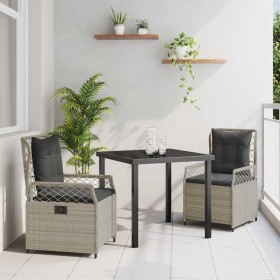 Conjunto de Comedor de Jardín 3 pcs Gris Claro ratán sintético en Sillas de jardín | Comprar online en Foru.es