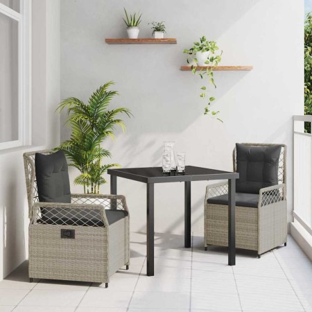 Conjunto de Comedor de Jardín 3 pcs Gris Claro ratán sintético en Sillas de jardín | Comprar online en Foru.es