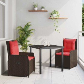 Conjunto de Comedor de Jardín 3 pcs Marrón Poliratán en Sillas de jardín | Comprar online en Foru.es