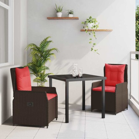 Conjunto de Comedor de Jardín 3 pcs Marrón Poliratán en Sillas de jardín | Comprar online en Foru.es