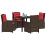 Conjunto de Comedor de Jardín 5 pcs Marrón Poliratán en Sillas de jardín | Comprar online en Foru.es