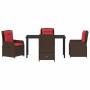 Conjunto de Comedor de Jardín 5 pcs Marrón Poliratán en Sillas de jardín | Comprar online en Foru.es