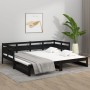 Sofá cama extraíble madera maciza de pino negro 2x(90x190) cm de vidaXL, Camas y somieres - Ref: Foro24-820326, Precio: 187,3...