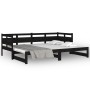 Sofá cama extraíble madera maciza de pino negro 2x(90x190) cm de vidaXL, Camas y somieres - Ref: Foro24-820326, Precio: 187,3...