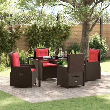 Conjunto de Comedor de Jardín 5 pcs Marrón Poliratán en Sillas de jardín | Comprar online en Foru.es
