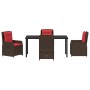 Conjunto de Comedor de Jardín 5 pcs Marrón Poliratán en Sillas de jardín | Comprar online en Foru.es