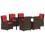 Conjunto de Comedor de Jardín 7 pcs Marrón Poliratán en Sillas de jardín | Comprar online en Foru.es