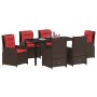 Conjunto de Comedor de Jardín 7 pcs Marrón Poliratán en Sillas de jardín | Comprar online en Foru.es